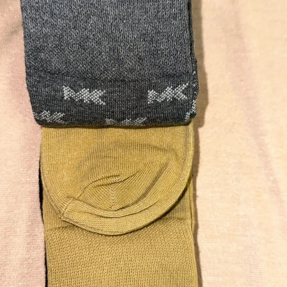 Michael Kors Men’s Pack of 3 Pairs Dress Crew Socks Navy Silver Gray Mustard